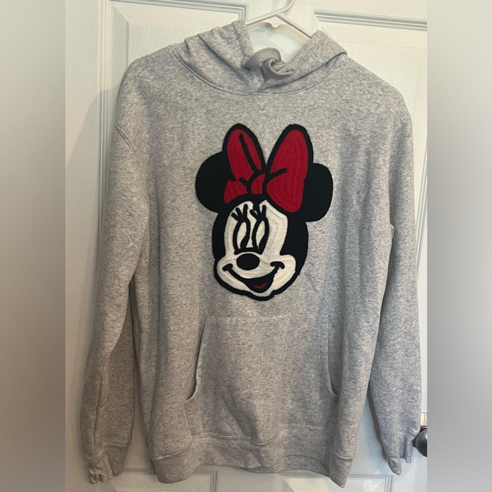 Disney Minnie Mouse Embroidered Hooded Sweatshirt, Size Large NWOT